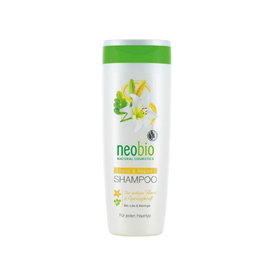 NEOBIO шампунь для восстановления и блеска волос с био-лилией и морингой  250 мл