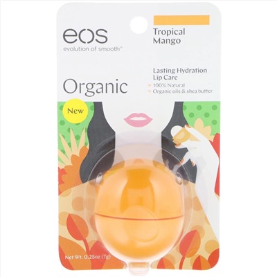 EOS, Органический бальзам для губ, тропический манго (7 г)