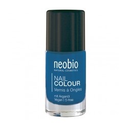 NEOBIO Лак для ногтей №08 5-FREE, с аргановым маслом. "Сияющий синий" 8 мл
