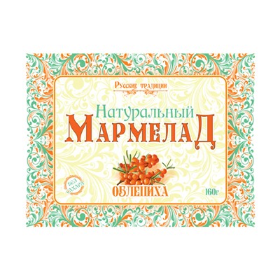 Мармелад натуральный без сахара Облепиха, 160 г