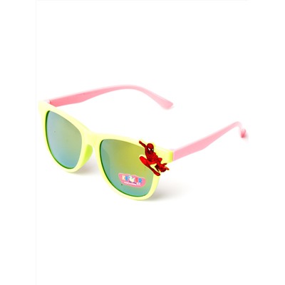 Очки детские человек паук, розовые заушники, зеленое стекло, салатовый
