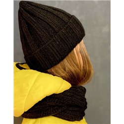Комплект снуд и шапка шерсть (цвет черный) финальная цена