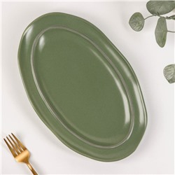 Блюдо овальное «Крем», 30×19 см, цвет зелёный