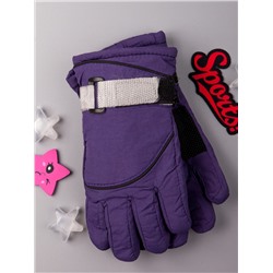 Перчатки-дутики зимние детские, ремешок на липучке, фиолетовый